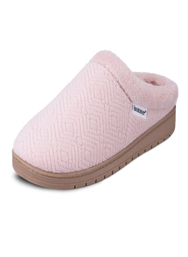 isotoner Women's Indoor/Outdoor Slip-on Diamond Microterry Gemma Clog Slippers with Memory Foam Comfort, Evening Sand, 7.5-8 - Image 1